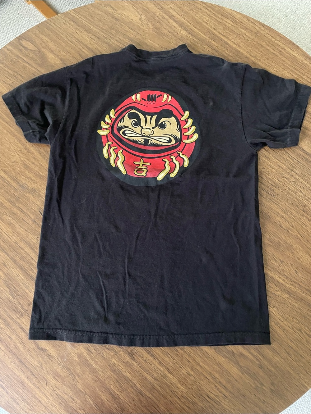 Black Graphic Daruma T-Shirt - Unbranded